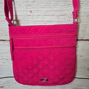 #209 Vera Bradley Triple Zip Hipster – Bright Pink Microfiber NWOT Retired Color